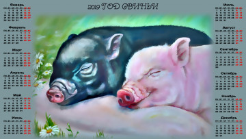 Картинка календари праздники +салюты поросенок цветы свинья