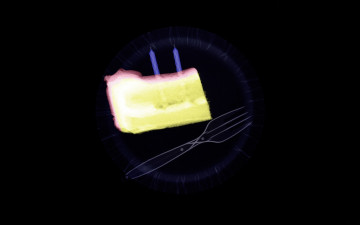 Картинка разное кости +рентген тарелка вилка торт кусок свечи