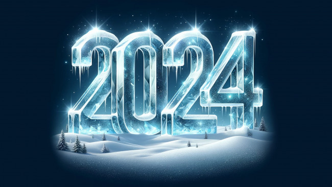 Обои картинки фото праздничные, - разное , новый год, c, новым, годом, синий, рождество, 2024, открытка, вода, новый, год, лед