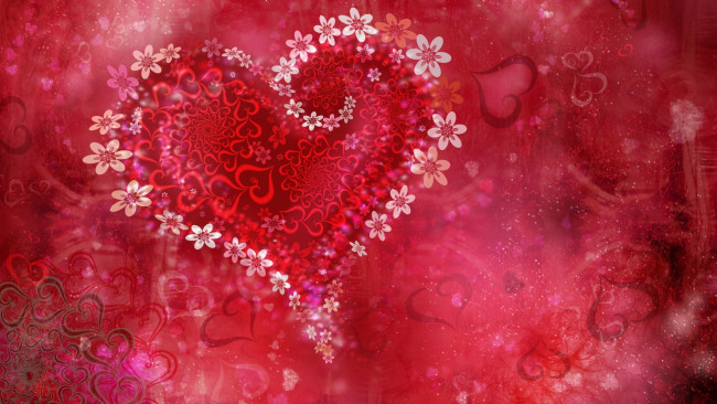 Обои картинки фото векторная графика, сердечки , hearts, сердечко, цветы