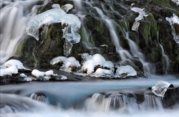 Картинка природа водопады водопад мох лед