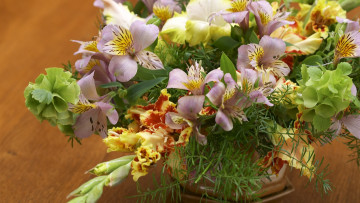 Картинка цветы букеты композиции альстромерия гладиолус