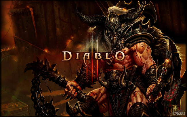 Обои картинки фото видео, игры, diablo, iii, оружие, варвар, логотип