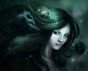 Картинка фэнтези русалки русалка медузы глубина взгляд