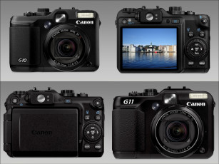 обоя canon g10 & g11 power shot, бренды, canon, фотокамера, цифровая, коллаж
