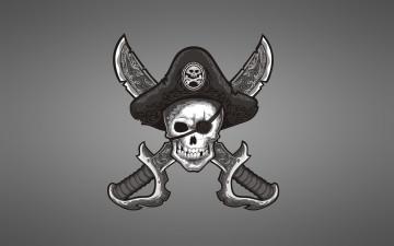 Картинка Череп+пират рисованные минимализм череп пират оружие мечи шляпа