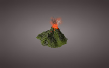 Картинка вулкан рисованные минимализм извержение лава гора