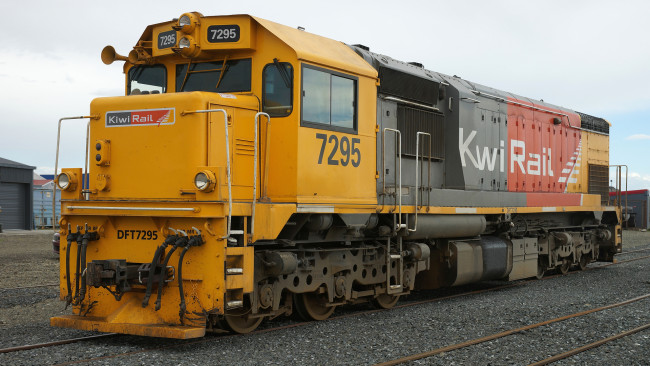 Обои картинки фото kiwirail dft 7295, техника, локомотивы, локомотив, рельсы, дорога, железная