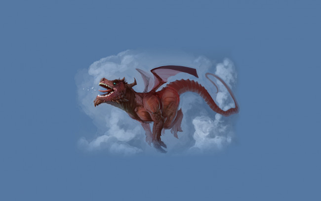 Обои картинки фото дракон в облаках, рисованные, животные,  сказочные,  мифические, dragon, облака, дракон