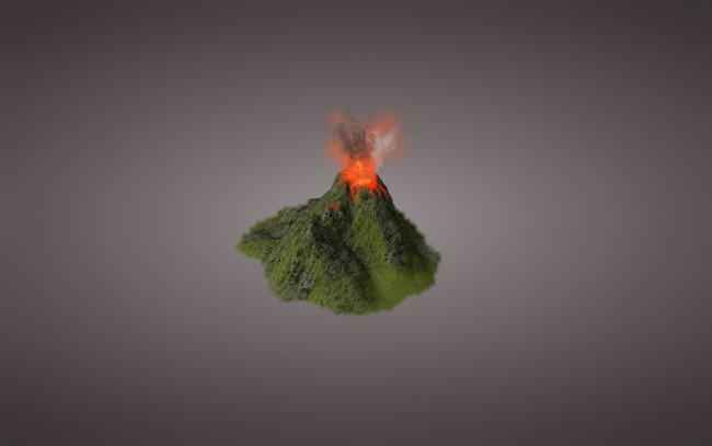 Обои картинки фото вулкан, рисованные, минимализм, извержение, лава, гора