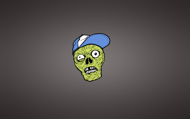 Обои картинки фото зомби в кепке, рисованные, минимализм, зомби, zombie, голова, кепка