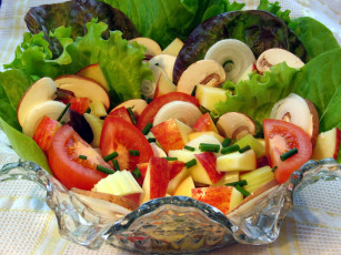 Картинка еда салаты +закуски лук шампиньоны помидоры яблоки салат