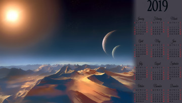 Картинка календари 3д-графика солнце планета
