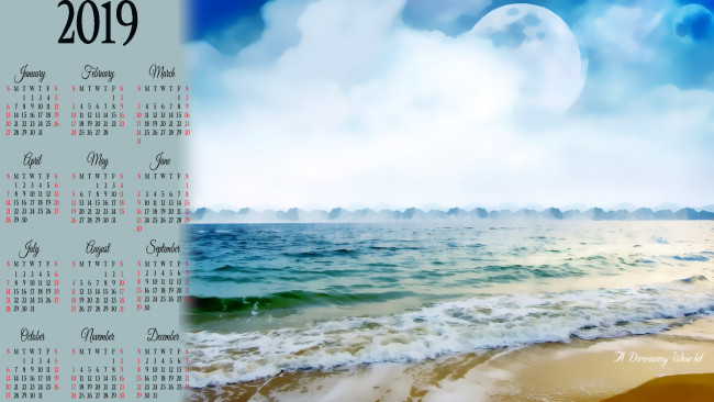 Обои картинки фото календари, компьютерный дизайн, планета, водоем