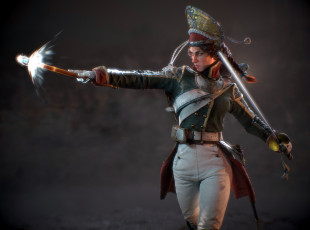 Картинка видео+игры ---другое женщина солдат магия оружие мундир ракурс