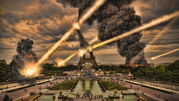 Картинка разное компьютерный+дизайн париж башня люди парк метеориты