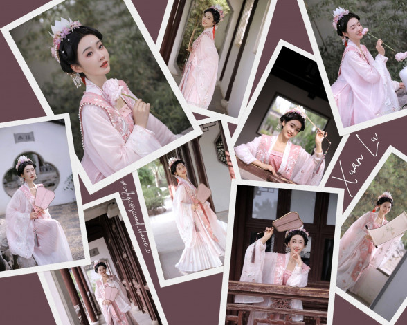 Обои картинки фото xuan lu, девушки, - азиатки, актриса, коллаж, костюм, веер