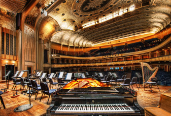 Картинка интерьер театральные концертные кинозалы концертный зал рояль арфа