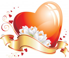 обоя праздничные, день святого валентина,  сердечки,  любовь, лента, сердечко, цветы