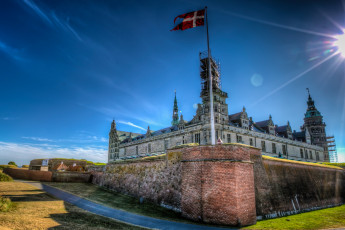 Картинка kronborg +elsingnor +denmark города замки+дании флагшток замок форт