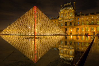 Картинка louvre города париж+ франция дворец пирамида площадь