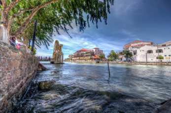 Картинка malacca+river города -+пейзажи набережная река дома
