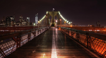Картинка brooklyn+bridge города нью-йорк+ сша ночь мост огни