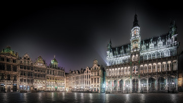 обоя maison du roi, города, брюссель , бельгия, музей, площадь, ночь