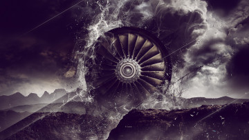 Картинка турбина авиация 3д рисованые v-graphic абстракция лопасти digital art
