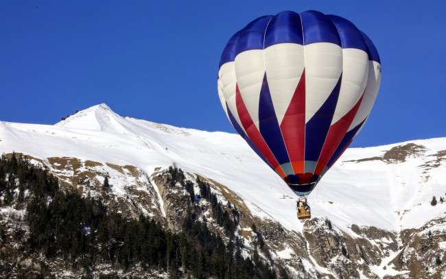 Обои картинки фото авиация, воздушные шары, горы, снег