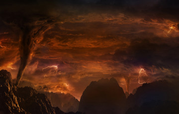 Картинка venus космос венера тучи грунт поверхность планета вулканы молнии