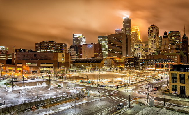 Обои картинки фото minneapolis, города, - огни ночного города, побережье