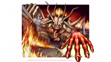 Картинка календари фэнтези пламя огонь существо демон