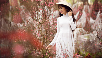 Картинка девушки -+азиатки азиатка весна шляпа