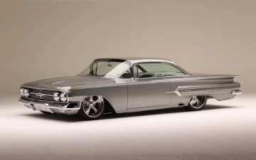 обоя автомобили, chevrolet, 1960, сhevrolet, impala, вид, спереди, экстерьер, серебристый, импала, тюнинг, винтажные, шевроле