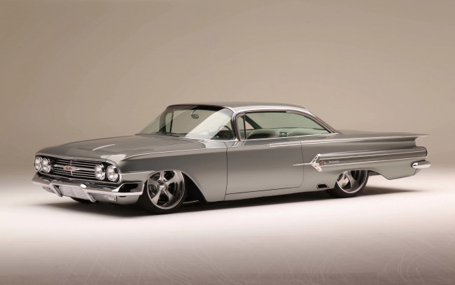 Обои картинки фото автомобили, chevrolet, 1960, сhevrolet, impala, вид, спереди, экстерьер, серебристый, импала, тюнинг, винтажные, шевроле