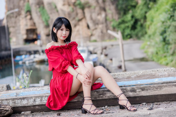 Картинка девушки -+азиатки азиатка платье