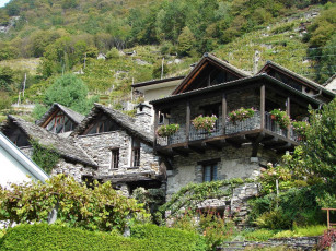 обоя corippo, switzerland, города, здания, дома