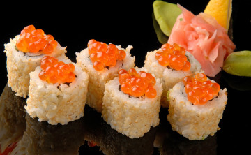Картинка еда рыба морепродукты суши роллы икра