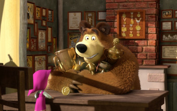 Картинка мультфильмы маша медведь награды кубки