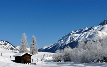Картинка природа зима дом дорога снег пейзаж