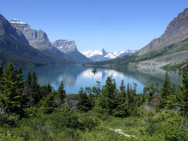Обои картинки фото природа, реки, озера, glacier, saint, mary, lake