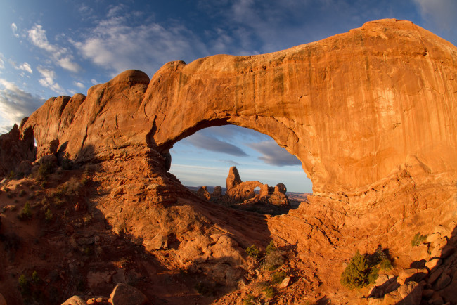 Обои картинки фото arches, national, park, природа, горы, fisheye, arch, каньон
