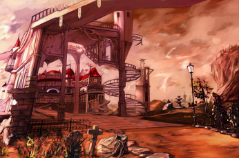 Картинка аниме touhou город