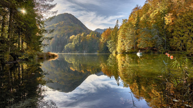 Обои картинки фото природа, реки, озера, австрия, куфштайн, осень, озеро, альпы
