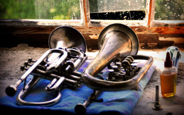 Картинка музыка -музыкальные+инструменты труба окно