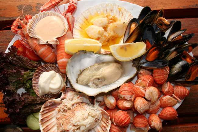 Обои картинки фото еда, рыбные блюда,  с морепродуктами, креветки, мидии
