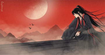 Картинка аниме mo+dao+zu+shi вэй усянь крыша флейта горы закат