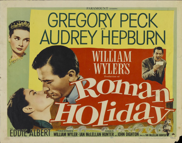 Обои картинки фото roman holiday , 1953, кино фильмы, -unknown , другое, римские, каникулы, мелодрама, комедия, драма, грегори, пек, gregory, peck, одри, хепберн, audrey, hepburn
