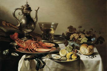 Картинка pieter claesz рисованные лобстер хлеб лимон кувшин